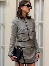 Elegant O-Neck Button Shirts And High Waist Pockets Mini Skirts 2 Piece Set Mssza