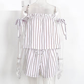 Elegant Off Shoulder Stripe Backless Jumpsuit Mssza
