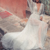 V-Neck Mesh Backless Elegant Prom Party Dress Mssaz Desses