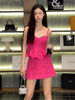 Elegant Ruffles Slim Top And High Waist Mini Skirt High Quality Tweed 2 Piece Set Mssza