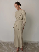 Elegant Shirt With High Waist Long Skirt Two Pieces Set Mssza