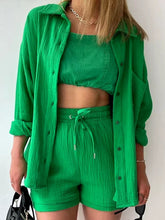 Elegant Solid Full Sleeves Beach Outfit Two Piece Suit Short Sets Mssza