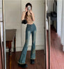 Embroidered Micro High Elasticity Slim and Spicy Design Flared Jeans Mssza