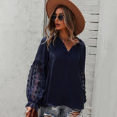 Casual Solid V-neck Loose Blouse Mssza