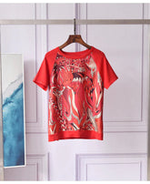 Designer Silk Print Patchwork Knitting T Shirts Mssza