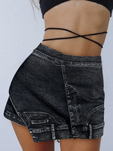 Personality Slim Irregular Patchwork Pockets Solid Color Denim Short Mssza