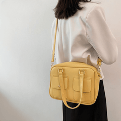 Preppy Style PU Leather Tote Bag Handbag Large Capacity PU Travel Shoulder Bags Mssza