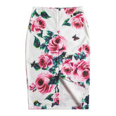 Floral Printed Pencil Long Skirt Office Skirts High Waist Slim Bodycon Mssza