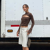 beading Dew shoulder sling +Half Slim Fit top Mssza