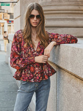 Floral Print Bohemian Long Sleeves Polyester Tops Mssza