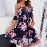 Backless Off Shoulder Floral Print Boho Beach Dress Mssaz Desses