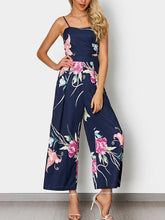 Floral Print Sleeveless Back Long Casual Strap Jumpsuit Mssza
