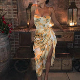 Floral Print Spaghetti Strap Bodycon Dress Mssaz Desses