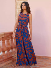 Geometric Open Shoulder Printed With High Waist And Belt Jumpsuit Mssza