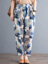 Geometric Printed Elastic High Waist Pants Mssza