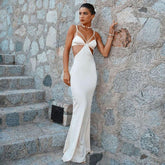 White Satin Maxi Dresses Mssaz Desses