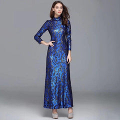 Long Sleeves Sequined Elegant Party Prom Maxi Gown Mssaz Desses