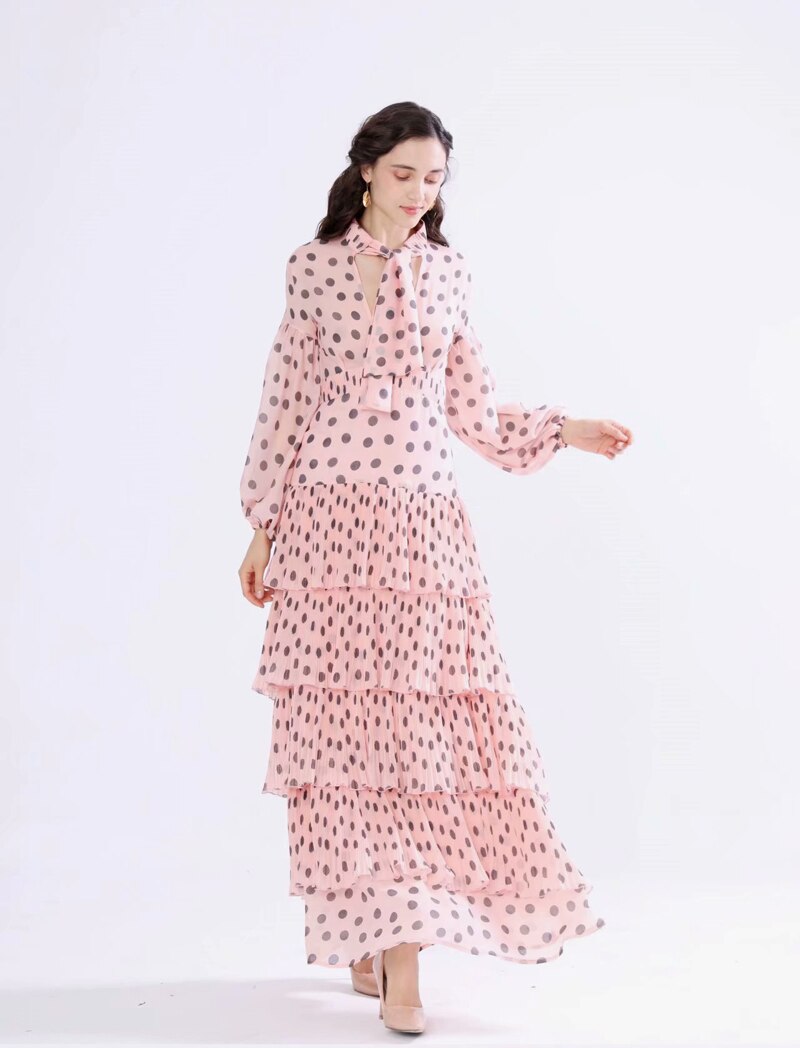 Long Sleeves Floral Printed Ruffles Elegant Casual Maxi Dress Mssaz Desses