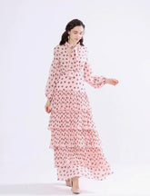 Long Sleeves Floral Printed Ruffles Elegant Casual Maxi Dress Mssaz Desses