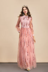 Long Sleeves Sequined Patchwork Elegant Maxi Party Dresses Mssaz Desses