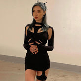 Curve Cut Out Long Sleeve Bodycon Dress Mssaz Desses