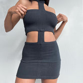 Cut Out Halter Backless Bodycon Dress Mssaz Desses