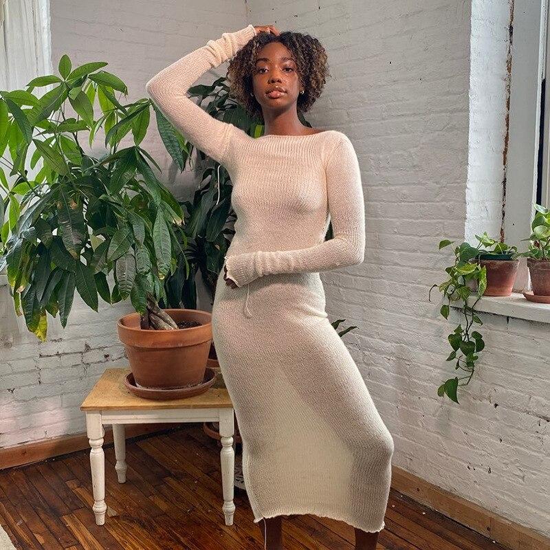 Elegant Long Sleeve Bodycon Maxi Dresses Mssaz Desses