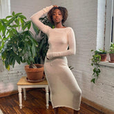 Elegant Long Sleeve Bodycon Maxi Dresses Mssaz Desses