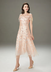Embroidery Beaded Layered Mid Calf Dresses Mssaz Desses
