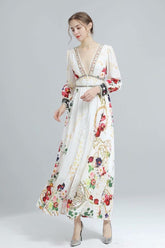 Long Sleeves Split Front Floral Printed High Street Dresses Mssaz Desses