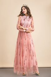Long Sleeves Sequined Patchwork Elegant Maxi Party Dresses Mssaz Desses