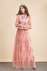 Long Sleeves Sequined Patchwork Elegant Maxi Party Dresses Mssaz Desses