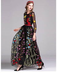 Embroidery Layered Floral Maxi Dresses Mssaz Desses