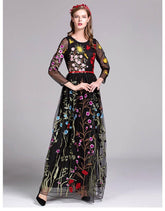 Embroidery Layered Floral Maxi Dresses Mssaz Desses