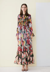 Floral Printed Ruffles Elegant Designer Casual Holiday Maxi Dresses Mssaz Desses