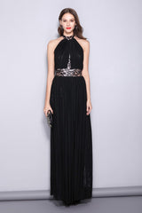 Runway Designer Dresses Halter Sleeveless Embroidery Lace Open Back Long Party Prom Maxi Dresses Mssaz Desses