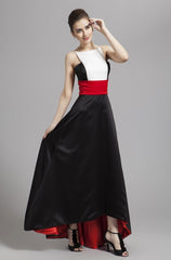 Runway Designer Dresses Spaghetti Stripes Patchwork Color Block Hi-Low Party Prom Long Dresses Mssaz Desses
