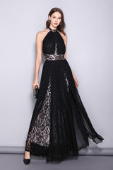 Runway Designer Dresses Halter Sleeveless Embroidery Lace Open Back Long Party Prom Maxi Dresses Mssaz Desses