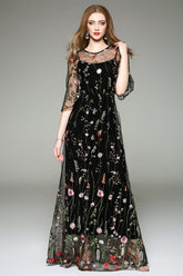 Spring O Neck Long Sleeves Maxi Dresses Mssaz Desses
