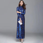 Long Sleeves Sequined Elegant Party Prom Maxi Gown Mssaz Desses