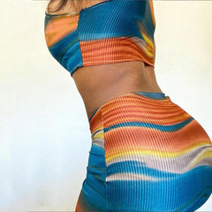 Colorful Print Vacation Long Dresses Cut Out Sleeveless Bodycon Dress Mssaz Desses