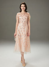 Embroidery Beaded Layered Mid Calf Dresses Mssaz Desses