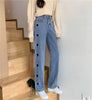 Heart Embroidery Straight Leg High Waisted Jeans Mssza
