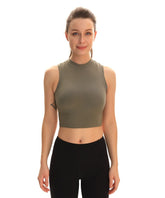 High-Neck Plain Gym Fitness Sport Crop Tops Mssza