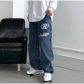 High Waist Casual Over sized Straight Pocket Jeans Mssza