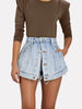 High Waist Patchwork Single Breasted Solid Slimming Denim Short Streetwear Mssza