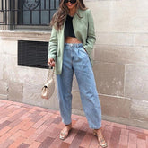 High Waist Pockets Loose Jeans Mssza
