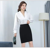 High Waisted OL Slimming Pocket Hip-Hugging Elastic Elegant Office Skirts Mssza