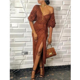 High slit long wrap dress Mssaz Desses