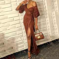 High slit long wrap dress Mssaz Desses